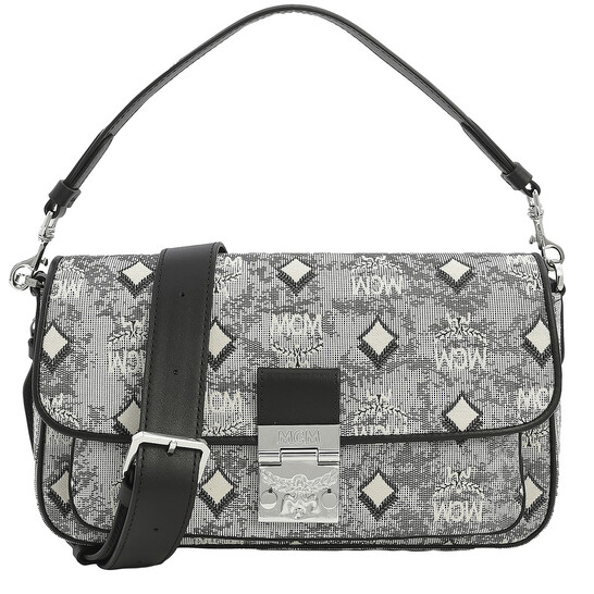 MCM Ladies Grey Crossbody Bag in Vintage Jacquard Monogram