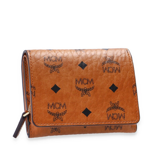 MCM Ladies Trifold Wallet in Cognac Visetos Original MYSBSVI01CO