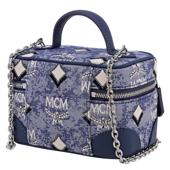 バッグ・カバンその他 MCM Woman Mini bag Gnawed Blue MWRDSLD02 L7 MCM Designer Women's Blue Crossbody Handbag with Double