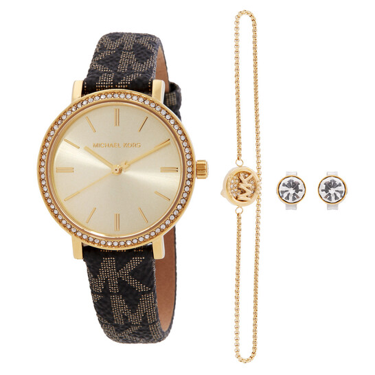 Michael Kors Gold and Black Women\'s Watch Set Michael Kors Pyper Quartz Black Dial Ladies Watch and  main image 2