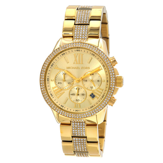 Michael Kors Gold Chronograph Watch with Crystal Details Amazon.com: Michael Kors Watch for Women, Bryant Chronograph  main image 3