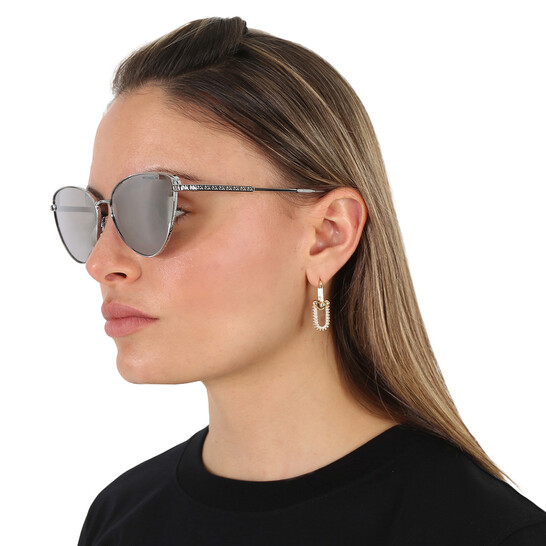 Michael Kors Cortez Silver Mirrored Cat Eye Ladies Sunglasses MK1140 18936G  59