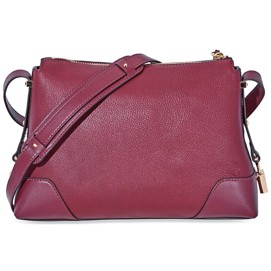 Michael Kors Crosby Medium Pebbled Leather Messenger Bag Oxblood
