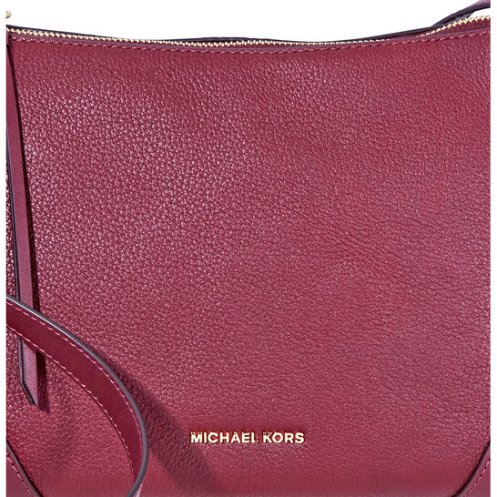 Michael Kors Crosby Medium Pebbled Leather Messenger Bag Oxblood