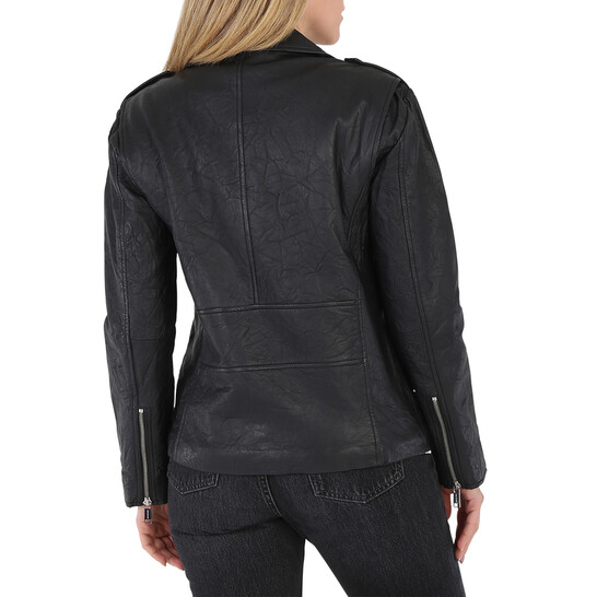 ジャケット MICHAEL KORS Women Jackets MR520FLDTY BLACK Michael Kors Women's Leather Moto Jacket, Black, XS at