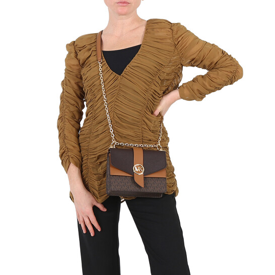 小物 MICHAEL CORS Jet Set Small Studded Patchwork and Signature Logo Crossbody