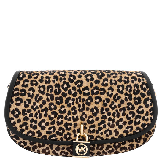 Michael Kors Leopard Pattern Logo Padlock Small Shoulder Bag