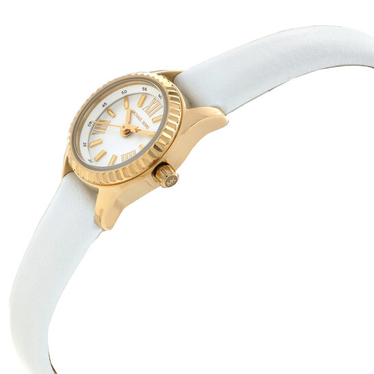 Michael Kors Women\'s White Mk Micro Lexington Leather Watch Michael Kors Pyper Quartz Silver Dial White Leather Strap  main image 3