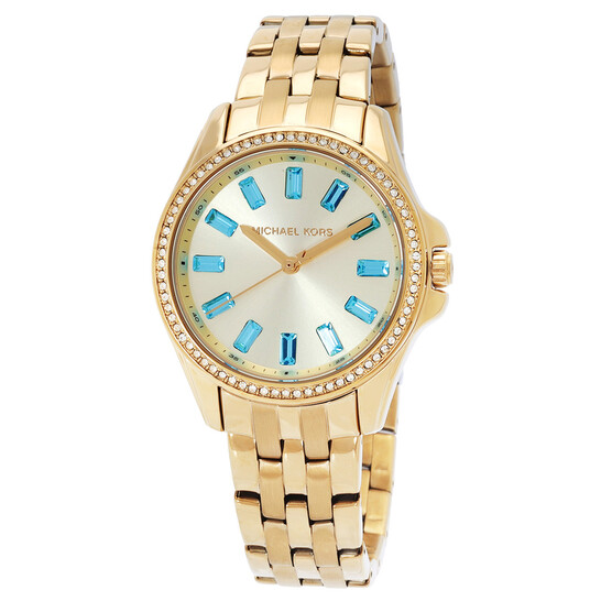 MICHAEL KORS Pilot Swarovski Crystal Gold Watch MICHAEL KORS PRESSLEY Womens Watch MK5835 Steel Gold Chrono  main image 4