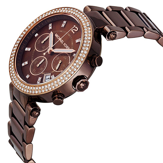 Michael Kors Parker Chronograph Chocolate Dial Ladies Watch  display picture 2