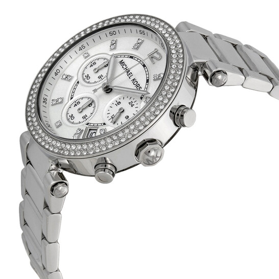 Michael Kors ‘Parker Chronograph Silver Dial Ladies Watch Amazon.com: Michael Kors Parker Chronograph Silver-Tone  main image 3
