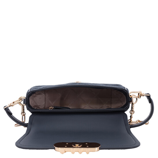 Michael Kors Parker Empire Logo Embossed Suede Shoulder Bag
