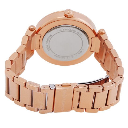 Michael Kors Parker Quartz Crystal Rose Gold Dial Ladies Watch