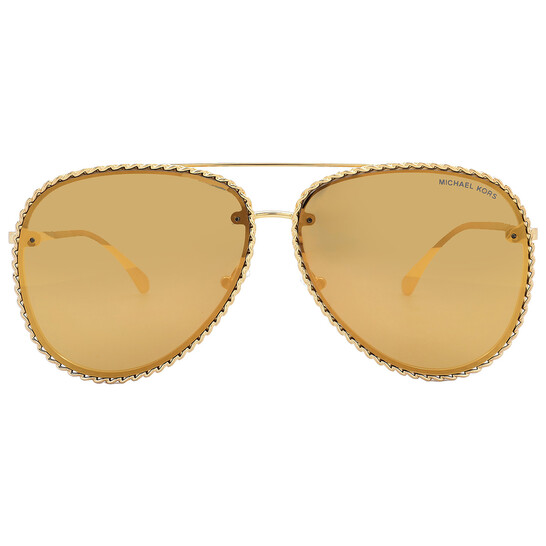 Michael Kors Portofino Gold Mirror Pilot Ladies Sunglasses  display picture 3