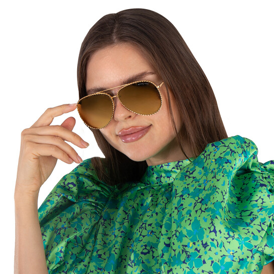 Michael Kors pilot-frame mirrored sunglasses GUC Michael Kors MK5007 Hvar L (59 - 14) with Blue lenses and  main image 4