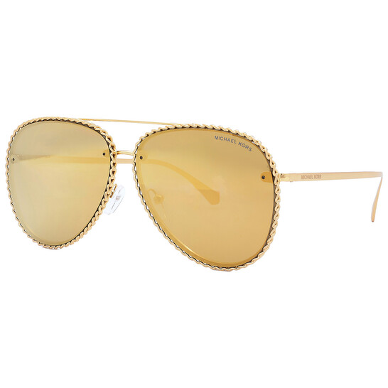 Michael Kors Portofino Gold Mirror Pilot Ladies Sunglasses MK1147 18967P 59