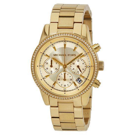 Michael Kors Ritz Chronograph Gold Dial Ladies Watch MK6356 - 546x546