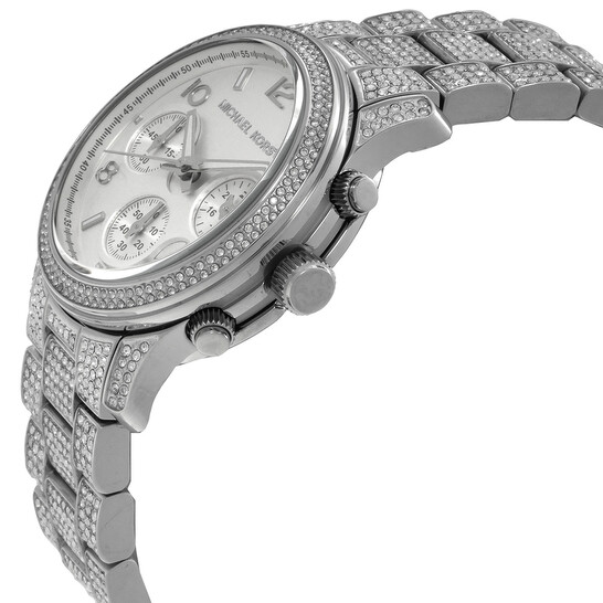 Michael Kors Chrono ladies watch with pave diamond face Michael Kors Runway Pave Chronograph Quartz Gold Dial Ladies  main image 4