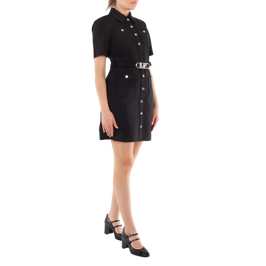 Michael Kors Stretchy Crepe Short Sleeve Belted Utility Dress, Size 2 - 546x546 Image #4