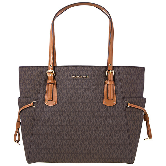 MICHAEL KORS トートバッグ ブラウン/オレンジ Michael Kors Voyager East West Tote- Brown 30T8GV6T4B-200