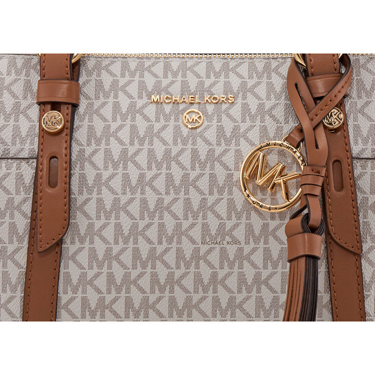Michael Kors White Sullivan Small Logo Top-Zip Tote Bag
