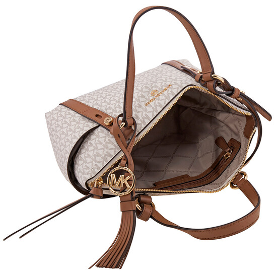 Michael Kors White Sullivan Small Logo Top-Zip Tote Bag