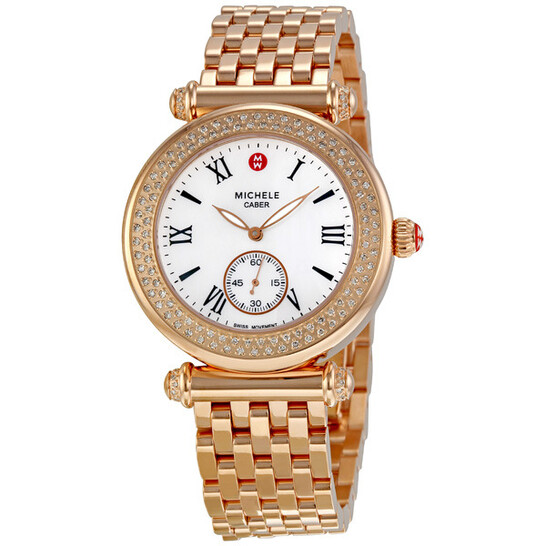Michele Caber Diamond Rose Gold-tone Ladies Watch 