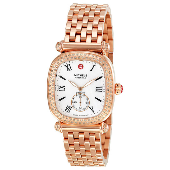 Michele Caber Isle Mother of Pearl Diamond 18 kt Rose Gold-Plated Ladies  Watch MWW16C000014