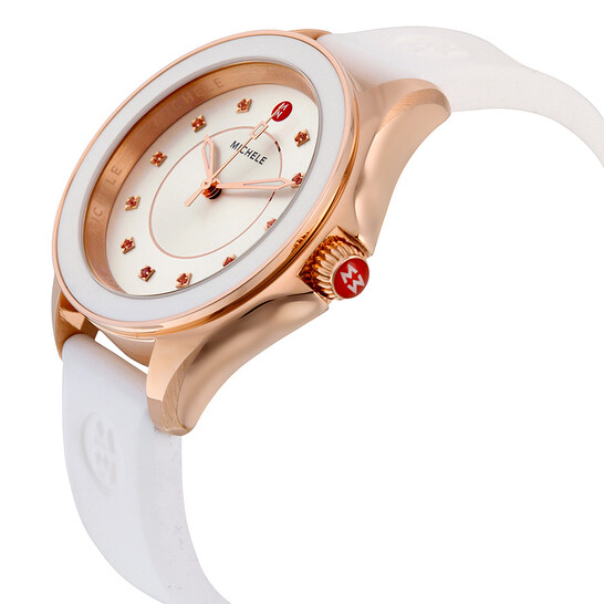 Michele Cape Sunray Dial White Silicone Ladies Watch  display picture 1