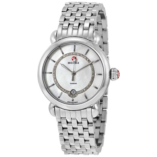 Michele CSX Elegance Mother of Pearl Dial Stainless Steel Ladies Watch MWW03T000058 - 546x546