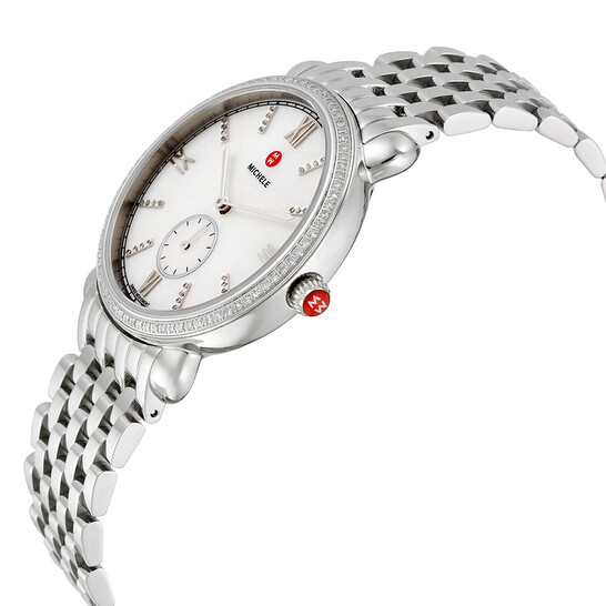 MICHELE Gracile White Mother of Pearl Dial Diamond Watch MICHELE GRACILE DIAMOND MOTHER OF PEARL DIAL 36MM LEATHER  main image 2