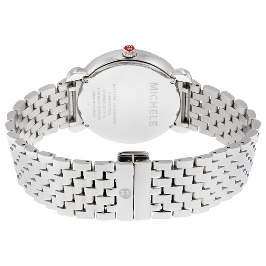 MICHELE Gracile White Mother of Pearl Dial Diamond Watch MICHELE GRACILE DIAMOND MOTHER OF PEARL DIAL 36MM LEATHER  main image 4