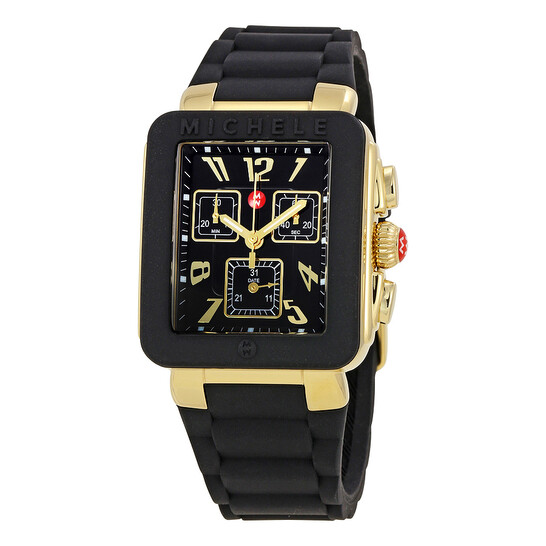 Michele（ミシェル）Jelly Bean Chronograph Michele Women's Tahitian Jelly Bean Black Chronograph 40mm