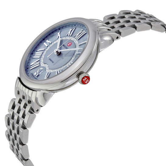 Michele Serein Blue Mother of Pearl Diamond-set Dial Stainless Steel Ladies Watch MWW212B000040 - 546x546 Image #2