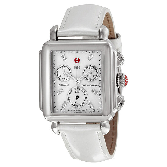 Michele Signature Deco White Mother of Pearl Dial Silver  display picture 1