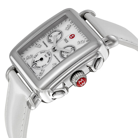 Michele Signature Deco White Mother of Pearl Dial Silver  display picture 3
