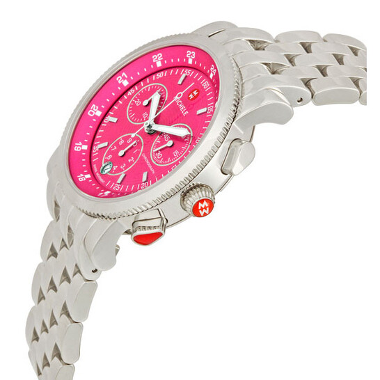 Michelle sporty sail stainless steel watch (pink) Sporty Sport Sail Two-Tone Peony Silicone Watch MWW01P000023  main image 4