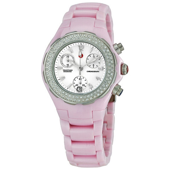 Michele Tahitian Ceramic Pink Diamond Ladies Watch 