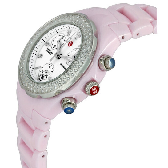 Michele Tahitian Ceramic Pink Diamond Ladies Watch  display picture 3