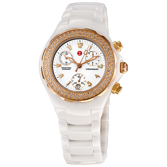 Michele Tahitian Ceramic White Diamond Rose Gold Ladies  display picture 3