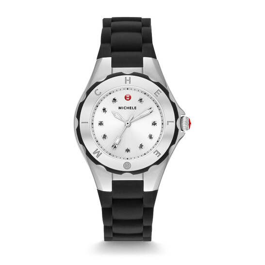 Michele Tahitian Jelly Bean Silver Dial Ladies Rubber Watch  display picture 3