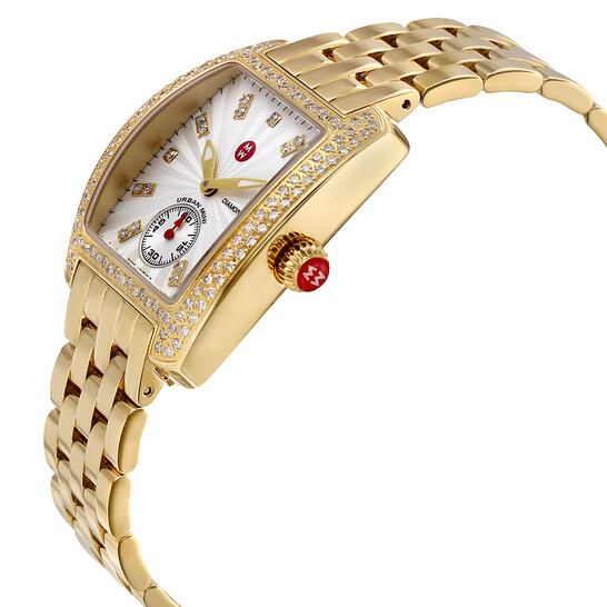 Michele Urban Mini Silver and White Guilloche Dial 18kt Gold-plated Ladies Watch MWW02A000564 - 546x546 Image #2