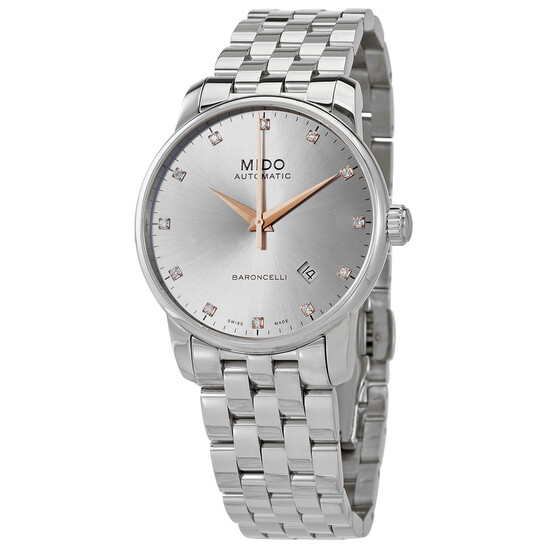 Mido Baroncelli Automatic Diamond Rhodium Dial Men's Watch
