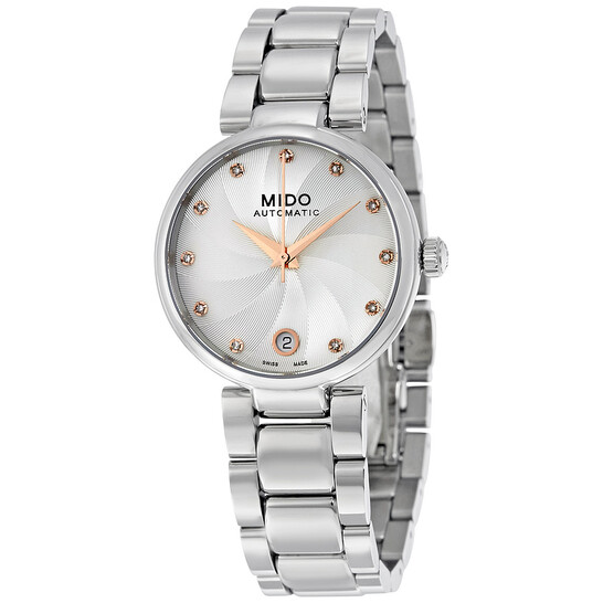 Mido baroncelli 2 automatic diamond watch Mido Baroncelli II Automatic Silver Dial Diamond Stainless  main image 4