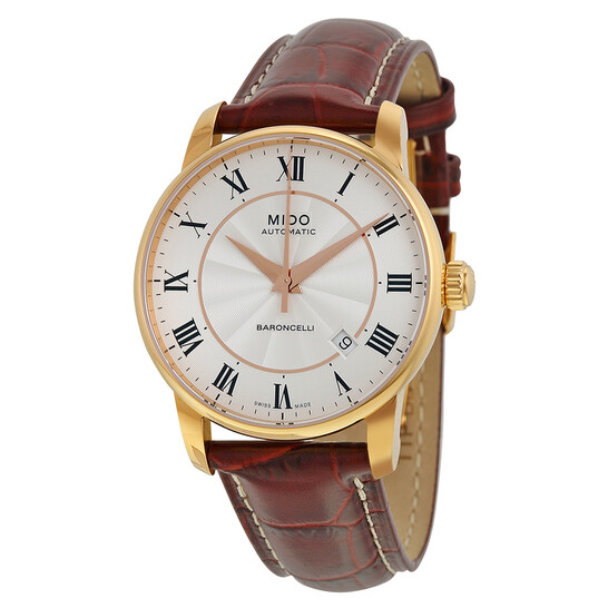 Mido Baroncelli Silver Dial Brown Leather Men's Watch M86002218