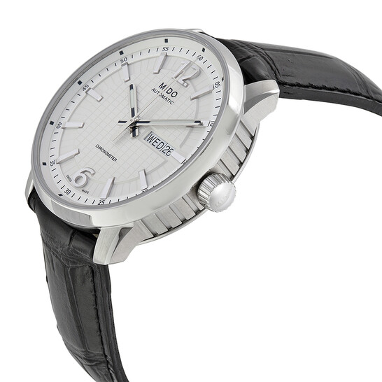 Mido Great Wall Automatic Silver Dial Black Leather Men's Watch