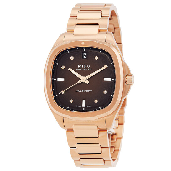 Mido Multifort TV Automatic Diamond Brown Dial Ladies Watch