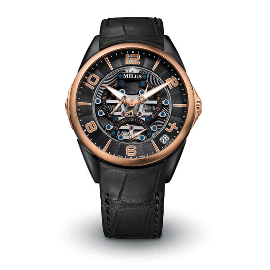 Milus Tirion TriRetrograde Automatic Black Dial Men's Watch