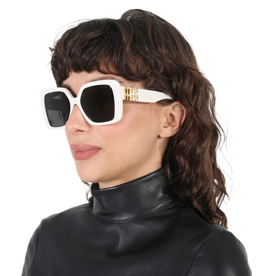 Miu Miu Dark Gray Square Ladies Sunglasses MU 10YS 1425S0 56