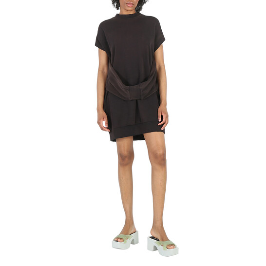 Mm6 Maison Margiela Ladies Black Cut-Out Sleeve Sweatshirt Dress